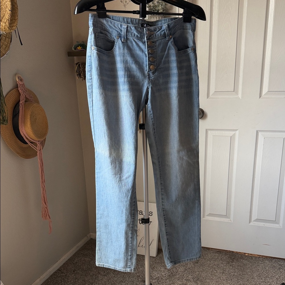 d. jeans Light Blue Denim Button Fly Jeans